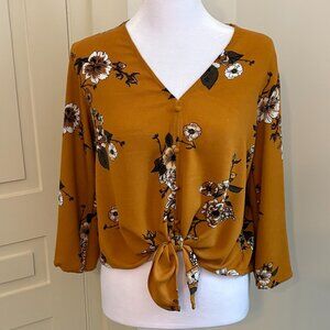 Luq Cazzi Tie Front Top